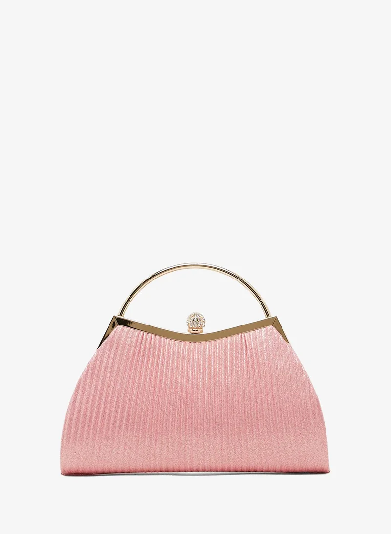 Khizana pink embellished top handle clutch