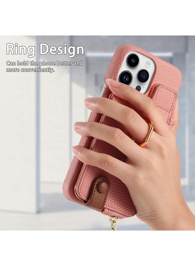 إيروريكس جراب لهاتف iPhone 13 Pro Max مصنوع من جلد الليتشي مع حافة زيتية وسحاب ومحفظة خلفية للهاتف - Image 3