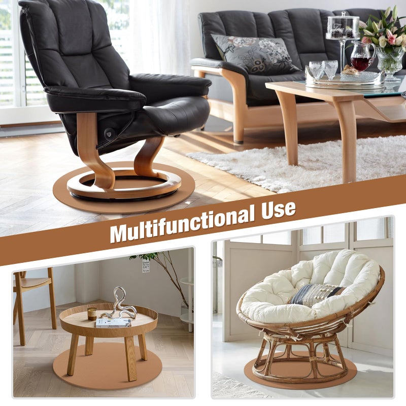 3 BUZZLETT Recliner Pads for Hardwood Floors - Round Floor Rubber Mat for Recliners Protects Hardwood & Tile Floors from Scratches, Coffee - Image 2