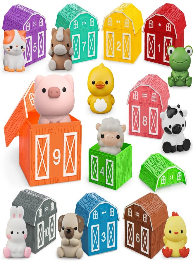 AuroTops Learning Toys for 1 2 3+ Year Old Toddlers, 20pcs Farm Animals Barn Toys Finger Puppets for Kids,Montessori Counting Matching & Color Sorting Toy Set,Easter Christmas Birthday Gift for Baby Boys Girls - Image 1