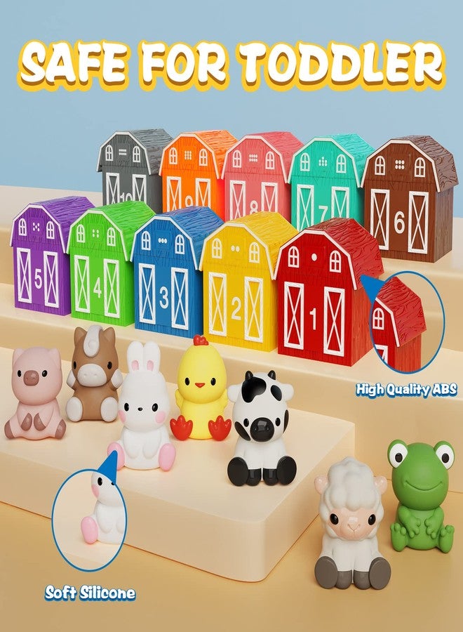 AuroTops Learning Toys for 1 2 3+ Year Old Toddlers, 20pcs Farm Animals Barn Toys Finger Puppets for Kids,Montessori Counting Matching & Color Sorting Toy Set,Easter Christmas Birthday Gift for Baby Boys Girls - Image 4