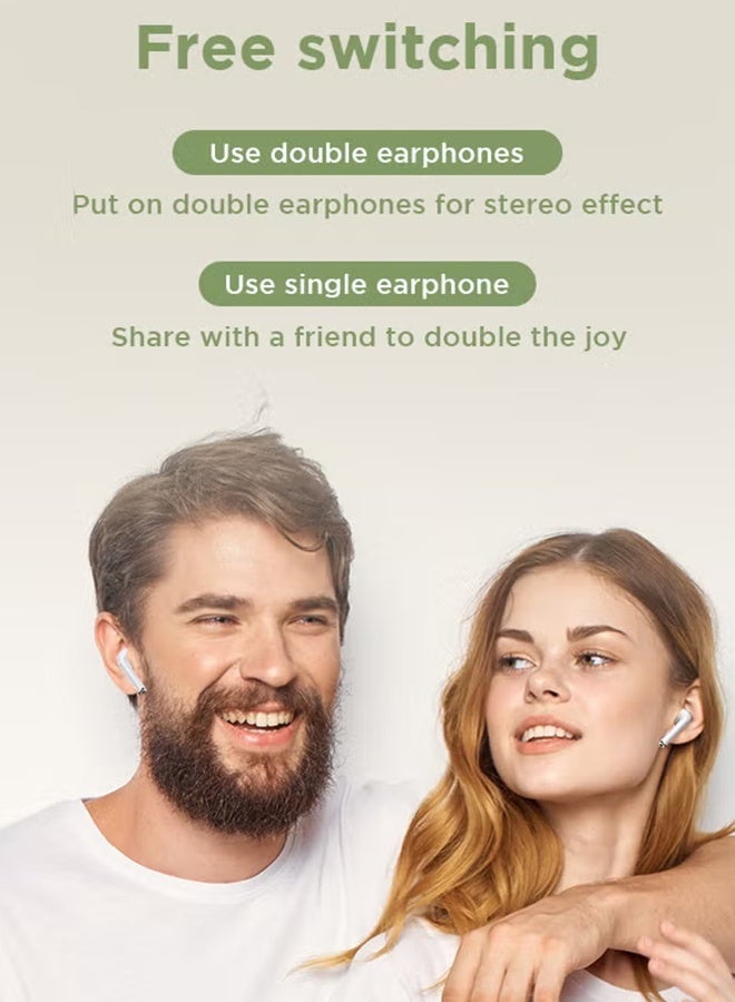 LEXIN Wireless Bluetooth Earphones with Charging Case, Compatible with all Smartphones, White - Image 4