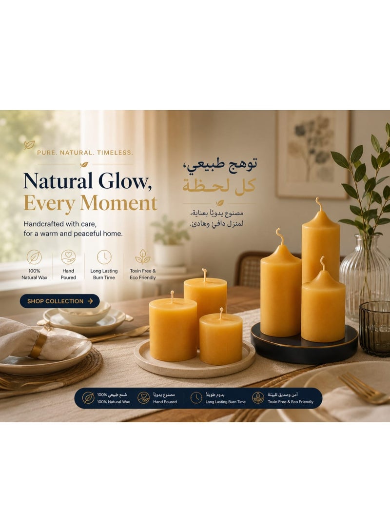 100% Organic Beeswax Candle Set – 6 Pieces Luxury Handmade Pillar Candles | Natural Elegant Home Décor Collection. - Image 4