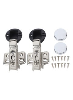 Thoraya 2Set Stainless Steel 201 Cabinet Glass Door Hinge 35 Cup Glass Door Damping Buffer Hinge Middle Bend Half Overlay 9mm  - Image 1