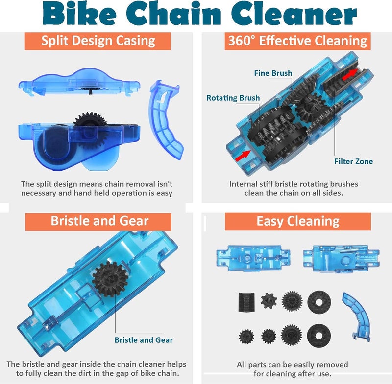 Alainny 4-Piece Bike Chain Cleaner and Brush Kit for Mountain, Road, and BMX Bikes - Image 2