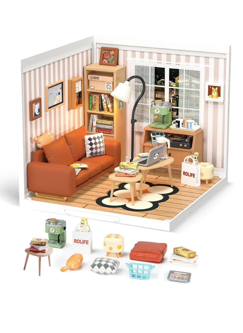 Rolife Rolife Cozy Living Lounge DIY Plastic Miniature House DW007 Decorative DIY Crafts/Birthday Gifts/Home Decor For Girls&Boys Teens&Adults  - Image 1