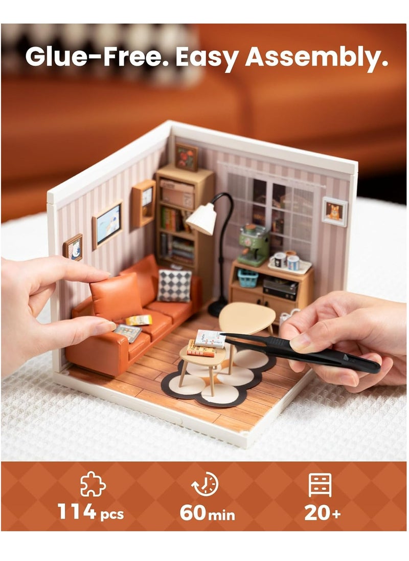 Rolife Rolife Cozy Living Lounge DIY Plastic Miniature House DW007 Decorative DIY Crafts/Birthday Gifts/Home Decor For Girls&Boys Teens&Adults  - Image 4