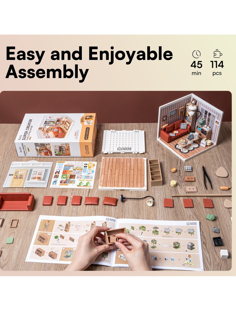 Rolife Rolife Cozy Living Lounge DIY Plastic Miniature House DW007 Decorative DIY Crafts/Birthday Gifts/Home Decor For Girls&Boys Teens&Adults  - Image 3