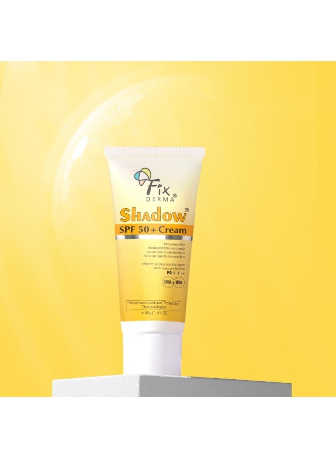 Fixderma Shadow Sunscreen SPF 50+ PA+++ Cream | Sunscreen for Dry Skin | No White Cast | UVA & UVB Protection | For Women & Men | Non Greasy & Water Resistant 40 gm (Pack of 2) - Image 4