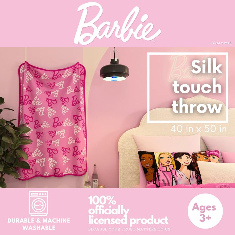Franco Franco Barbie Kids Bedding Super Soft Cozy Silk Touch Throw  40 in x 50 in  (Officially Licensed Product) - Image 2