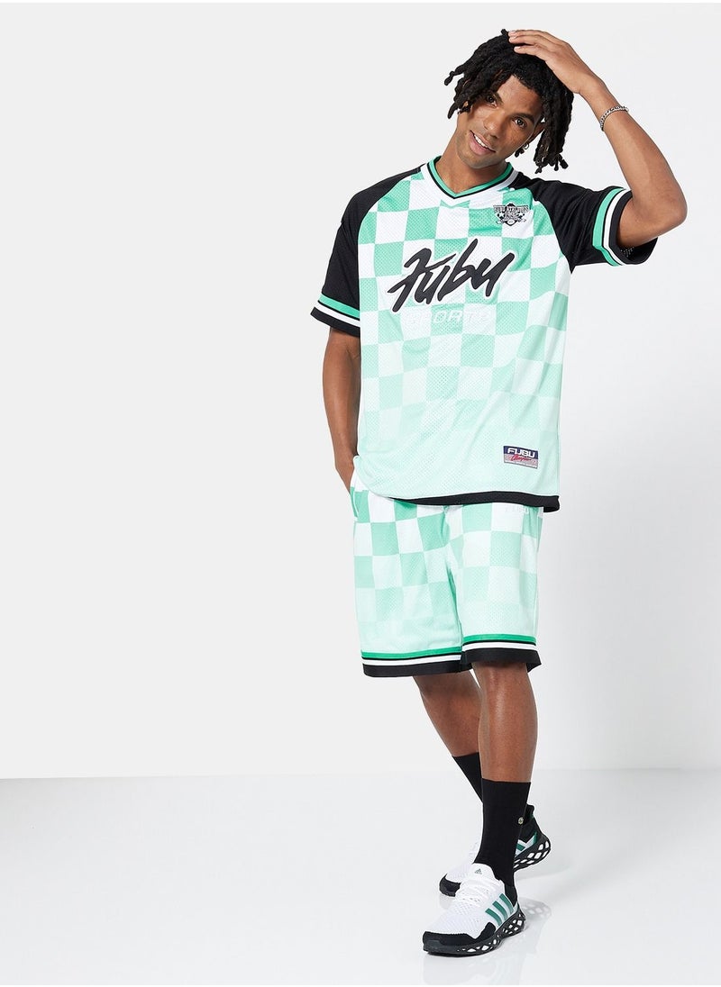 FUBU - Sports Check Mesh T-Shirt - Image 1