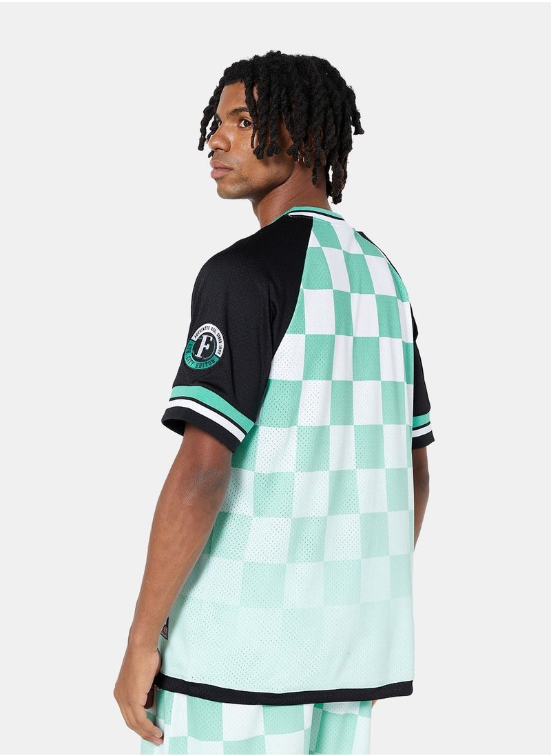 FUBU - Sports Check Mesh T-Shirt - Image 1
