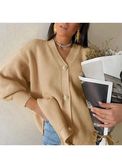 Generic European And American New Sweater Coat Women's Solid Color Casual Cardigan Loose Knitted Buckle Cardigan 