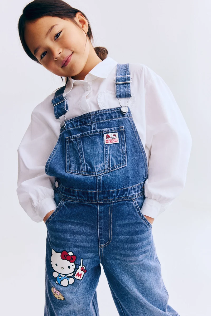 H&M Printed denim dungarees