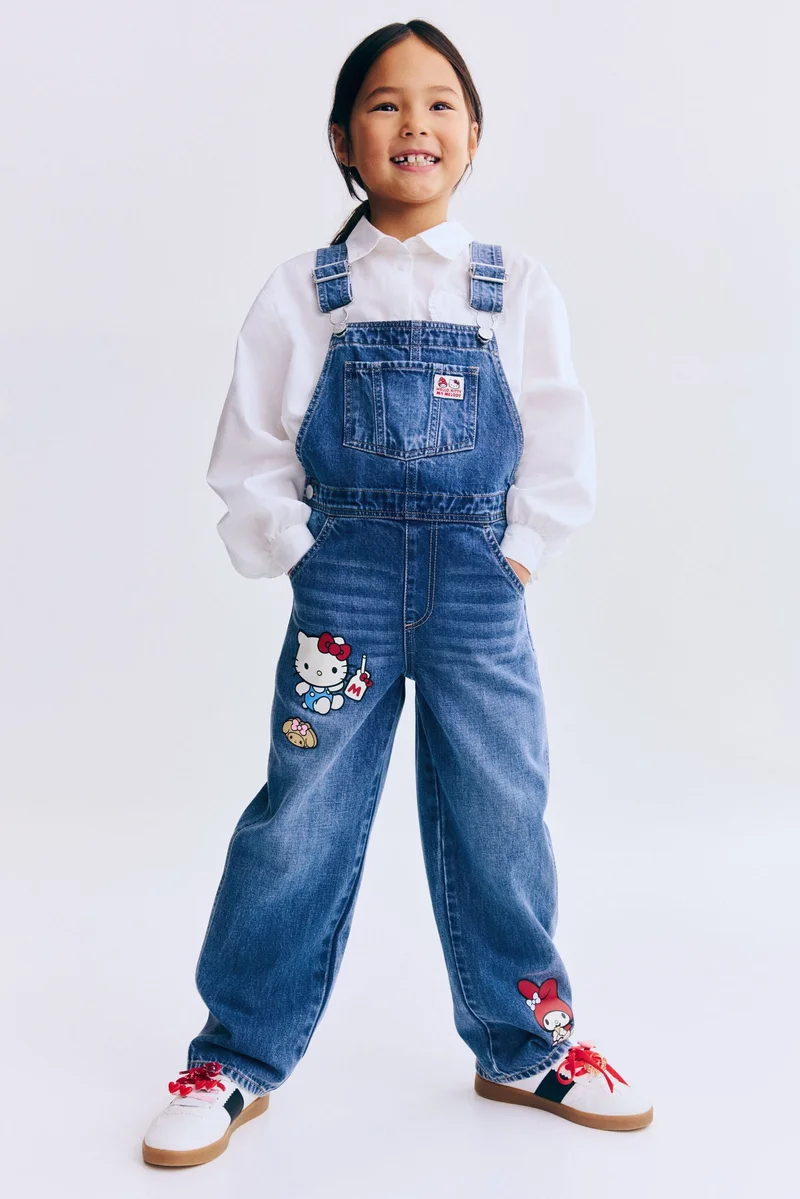 H&M Printed denim dungarees