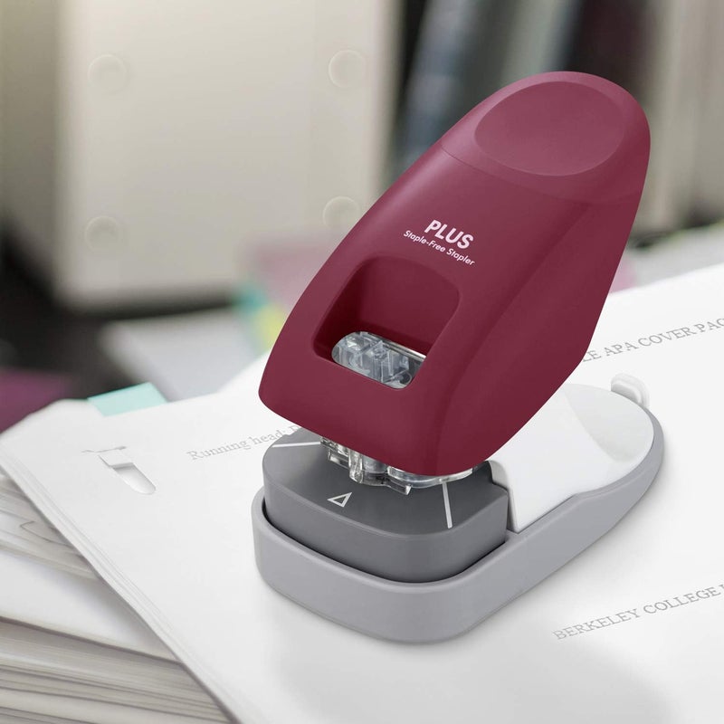 Paper Clinch Stapler without Staples, Wine Red - Image 5