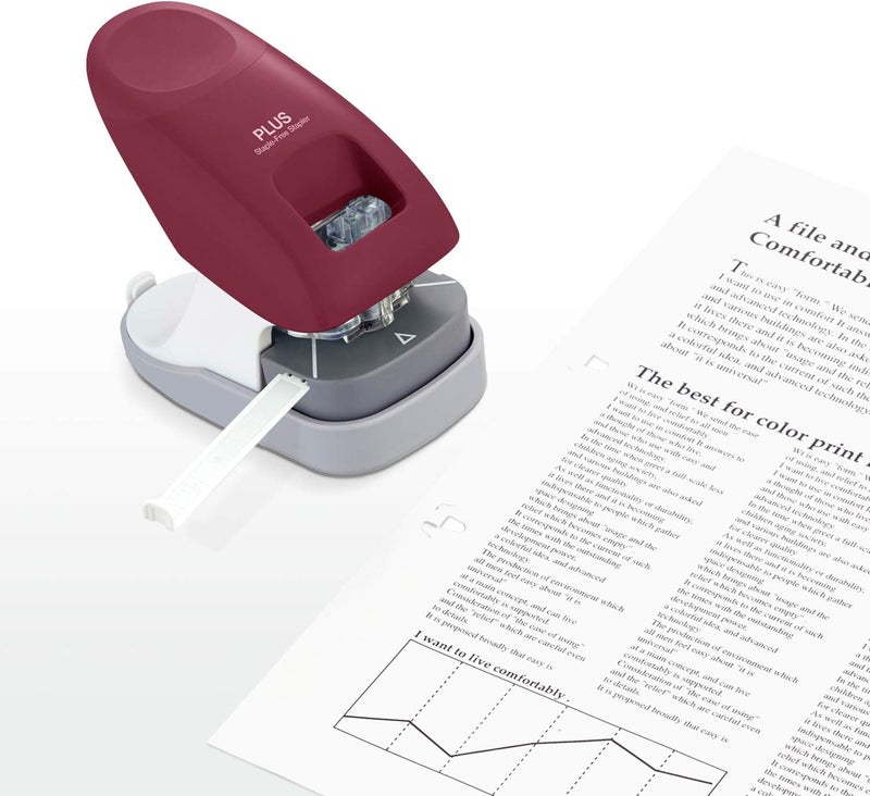 Paper Clinch Stapler without Staples, Wine Red - Image 3