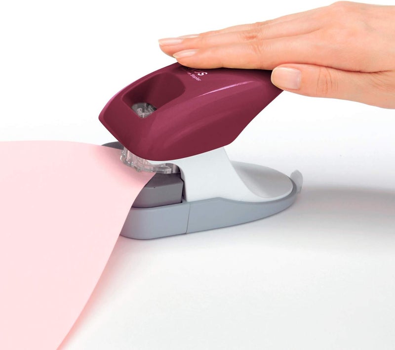 Paper Clinch Stapler without Staples, Wine Red - Image 2