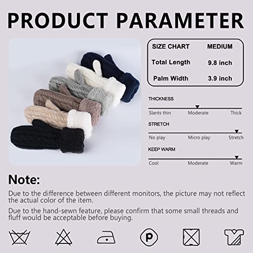 Whiteleopard Women's Winter Gloves Warm Lining - Cozy Wool Knit Thick Gloves Mittens in 11 color (beige) - Image 5