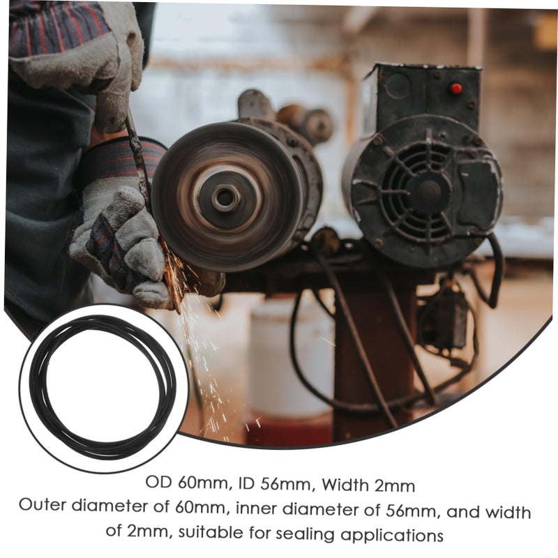 Nitrile Rubber Sealing Gaskets 60mm OD 56mm ID 2mm Width Leak Proof Set Of 5 - Image 3