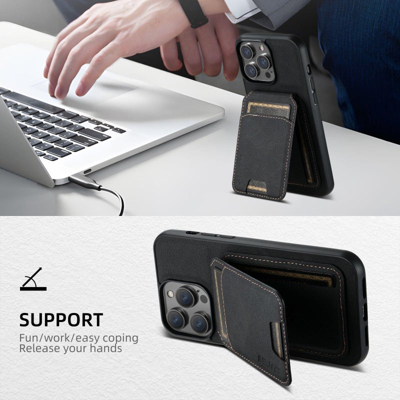 Suteni For Iphone 17 H02 Litchi Leather Card Wallet Stand Back Phone Case(Black) - Image 5