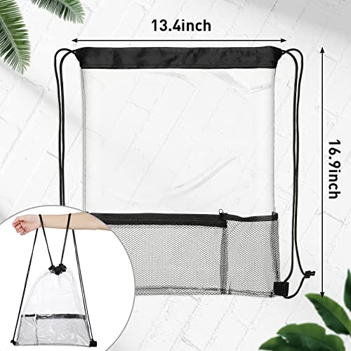 Riakrum 20 Pack Clear Drawstring Bags Bulk Stadium Approved Clear Drawstring Backpack for Sport Events Concerts Travel Beach - Image 2