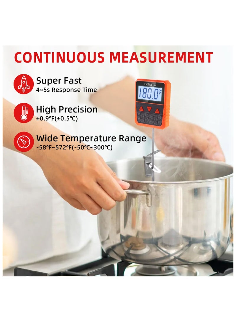 SOLARAE ترمومتر حلوى مقاوم للماء وقابل للبرمجة بحجم 9" مع مشبك وعاء، مع وظيفة إنذار، ترمومتر لحم تناظري للقراءة الفورية، شاشة كبيرة قابلة للدوران، للاستخدام في الشموع، السكر، الطهي، المطبخ - Image 4