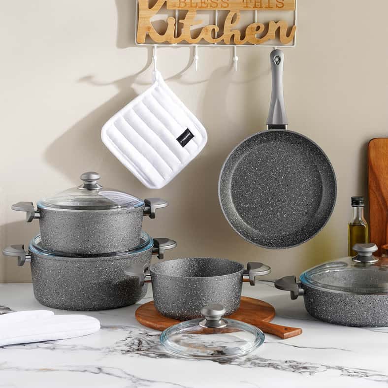 Pan Home طقم أوهام من 9 قطع من أدوات الطهي - رمادي - Image 1