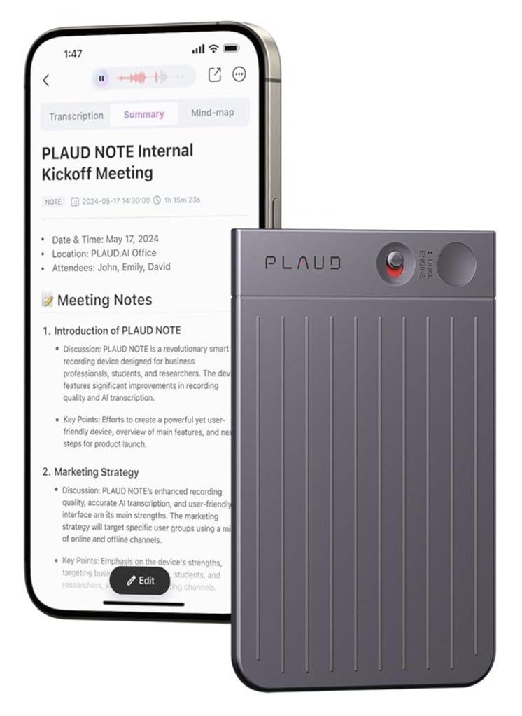 PLAUD - Plaud NB-100 ChatGPT Empowered AI Voice Recorder - Black - Image 1