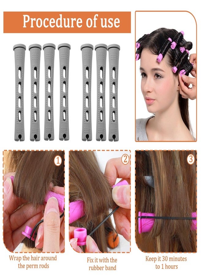 Coufce 60 Pcs Perm Rods 0.59" Grey Hair Rollers Cold Wave Rods Long Short Hair Rollers Curling Rods - Image 4