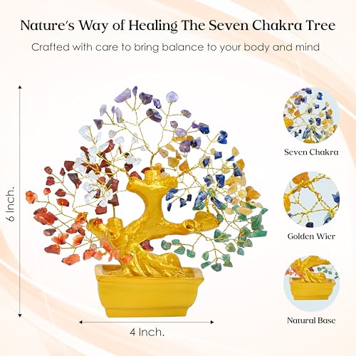 Crocon 7 Chakra Tree of Life Bonsai – Showpiece for Home Decor Living Room | House Warming Gifts for Couple | Birthday Gift for Friend, Girlfriend, Husband | Gift for Men - Image 4