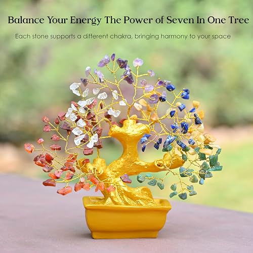 Crocon 7 Chakra Tree of Life Bonsai – Showpiece for Home Decor Living Room | House Warming Gifts for Couple | Birthday Gift for Friend, Girlfriend, Husband | Gift for Men - Image 5