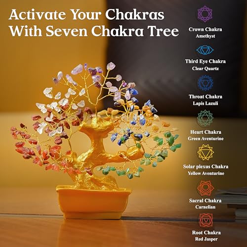 Crocon 7 Chakra Tree of Life Bonsai – Showpiece for Home Decor Living Room | House Warming Gifts for Couple | Birthday Gift for Friend, Girlfriend, Husband | Gift for Men - Image 3