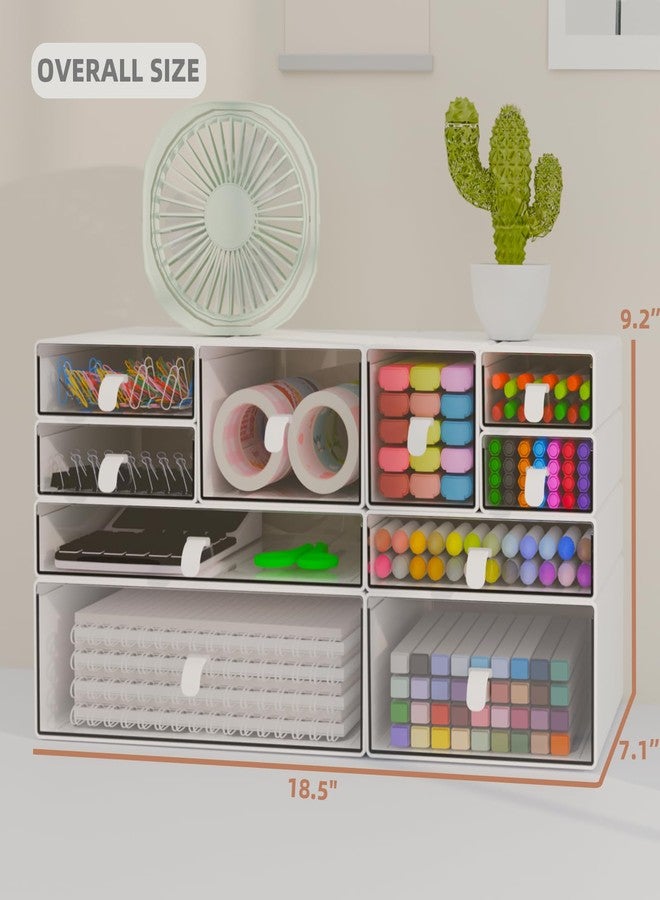Yashong Desk Organizer Set, White & Clear Stackable Dustproof Storage Boxes for Desktop, Office, DIY Craft & Vertical Space Saving, Perfect for Makeup, Stationery, Jewelry Organization - Image 3