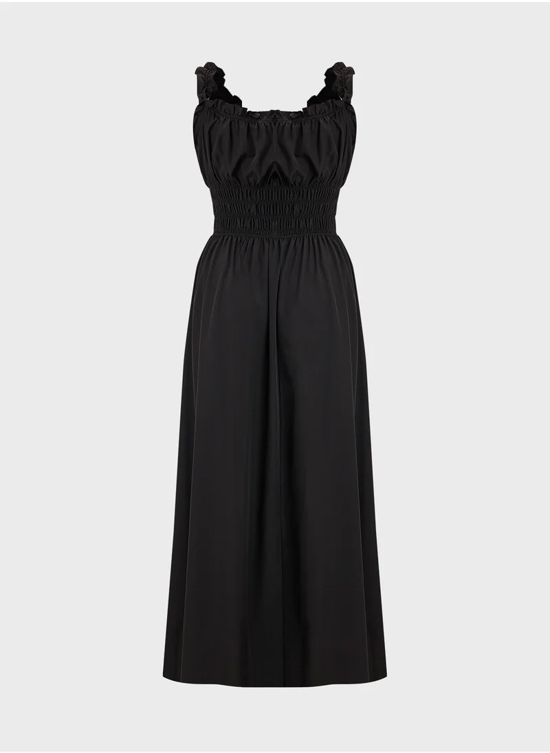 جينجر Ruffle Sleeves A Line Dress