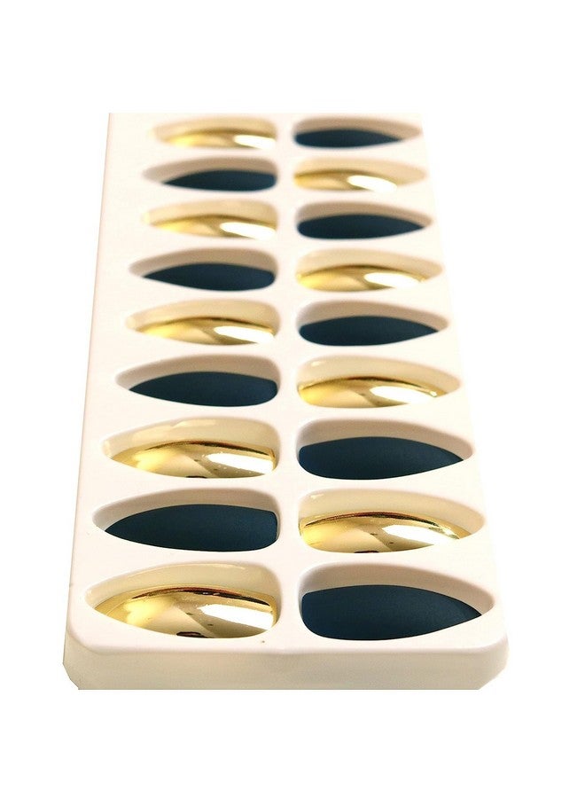 رابيدز فلو مجموعة 24 قطعة من الأظافر الصناعية الفرنسية الطويلة وصلات أظافر كاملة مع غراء متصل بالأظافر (12 مطفي + 12 لامع) (ذهبي فاتح - بني) - Image 2