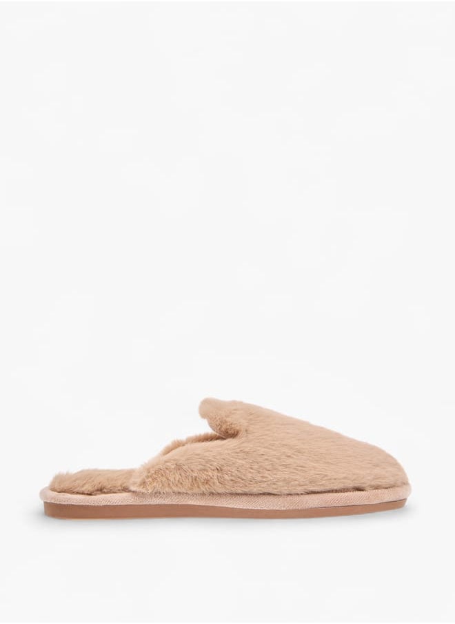 Le Confort Womens Fur Textured Slip-On Bedroom Mules  - Image 1