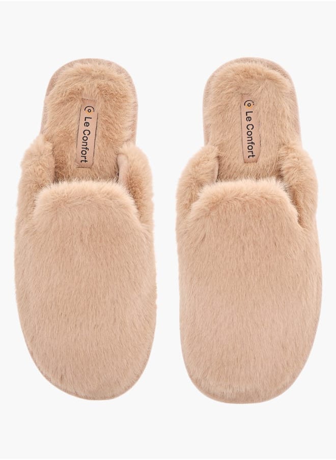 Le Confort Womens Fur Textured Slip-On Bedroom Mules  - Image 2