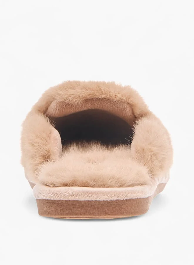 Le Confort Womens Fur Textured Slip-On Bedroom Mules