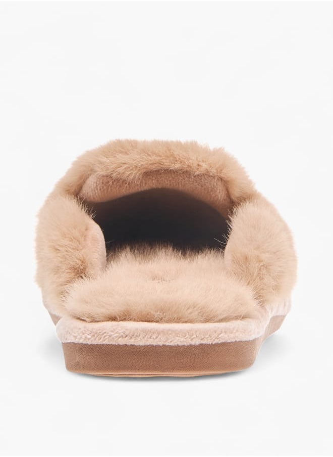 Le Confort Womens Fur Textured Slip-On Bedroom Mules  - Image 4