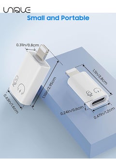 يونيك 2 عبوة USB C أنثى إلى محول ذكر Lightning - موصل محول OTG من Lightning Male إلى USB-A لجهاز iPhone 16/15/14/13 Pro Max / iPad / iPod / AirPods - دعم الشحن السريع بقوة 10 واط / نقل البيانات / الصوت  - Image 2