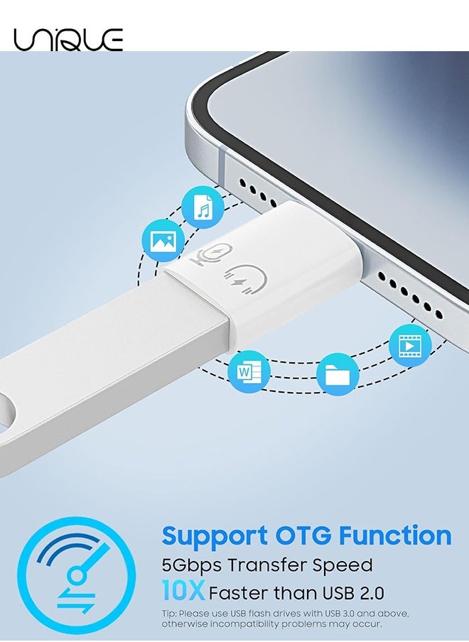 Unique - 2 Pack USB C Female to Lightning Male Adapter - Lightning Male to USB-A Female OTG Adapter Connector for iPhone 16/15/14/13 Pro Max/iPad/iPod/AirPods - Support 10W Fast Charging/Data Transfer/Audio - Image 1