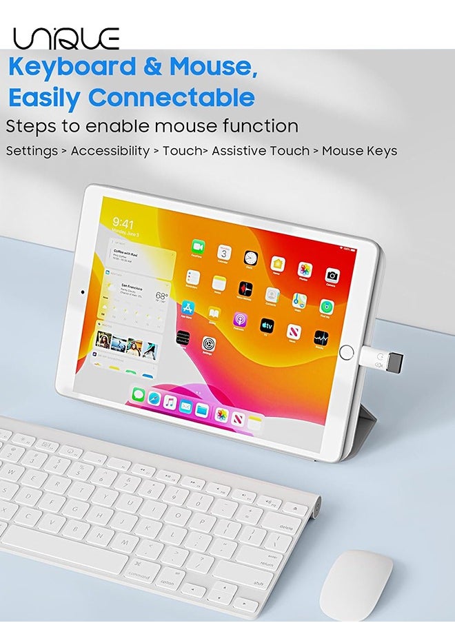 Unique - 2 Pack USB C Female to Lightning Male Adapter - Lightning Male to USB-A Female OTG Adapter Connector for iPhone 16/15/14/13 Pro Max/iPad/iPod/AirPods - Support 10W Fast Charging/Data Transfer/Audio - Image 1