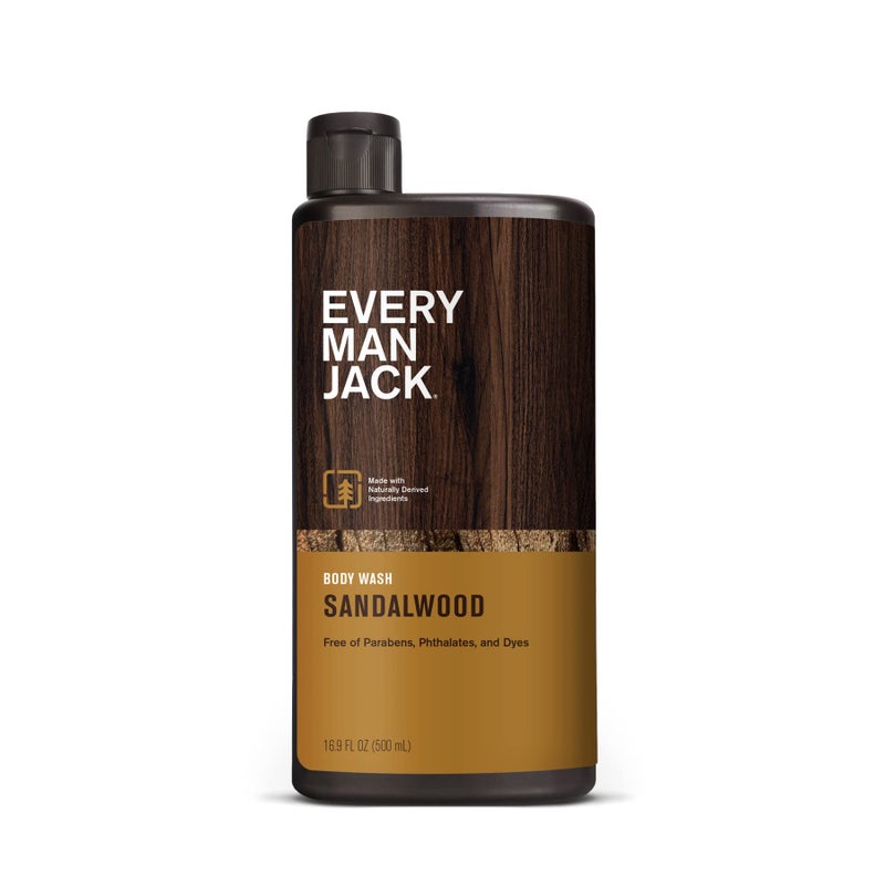 Every Man Jack Every Man Jack Body Wash And Shower Gel 16.9 Ounce Sandalwood (499ml) (6 Pack) 