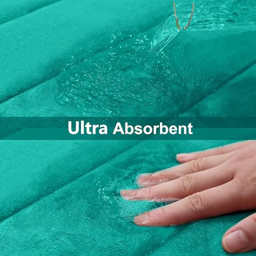 Buganda Memory Foam Bath Mat, 47" x 24", Ultra Soft and Non-Slip Bathroom Rugs, Water Absorbent and Machine Washable Bath Rug Runner for Bathroom, Shower, and Tub, Teal - Image 4