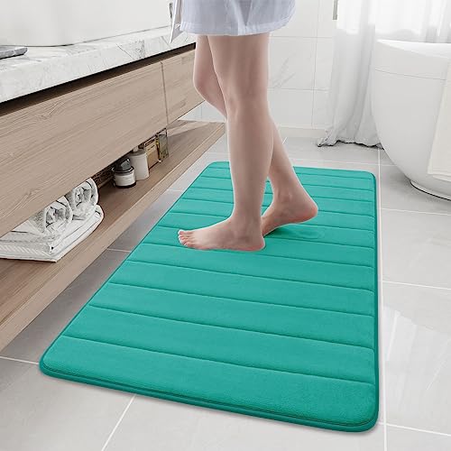 Buganda Memory Foam Bath Mat, 47" x 24", Ultra Soft and Non-Slip Bathroom Rugs, Water Absorbent and Machine Washable Bath Rug Runner for Bathroom, Shower, and Tub, Teal - Image 1
