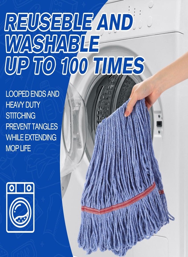 Eccliy 3 Pack Commercial Mop Heads Replacement Heavy Duty 18 oz Loop End Cotton String Wet Mop Refills Washable Absorbent Reusable for Industrial Home Tile Wood Concrete Floor (Blue,Red) - Image 3
