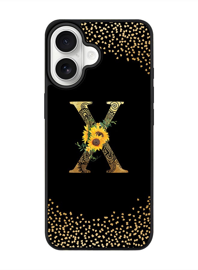 Stylizedd iPhone 17 Case, [Compatible with MagSafe] Slim Magnetic cover Phone Case iPhone 17 -Custom Floral Monogram - X ( Black ) - Image 1