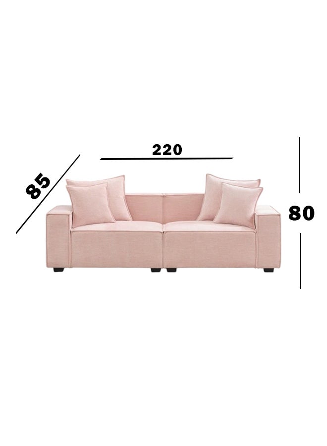 HomeJoyz | Royal Velvet Haven Sofa - Linen Fabric - Pink - 220x85x80cm - Swedish Wood - Royal Velvet - Image 3