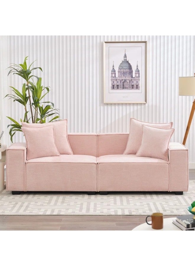 HomeJoyz | Royal Velvet Haven Sofa - Linen Fabric - Pink - 220x85x80cm - Swedish Wood - Royal Velvet - Image 1